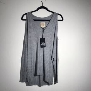 CHASER Heather Gray Cold Shoulder Dolman Shirt Size Medium NWT
